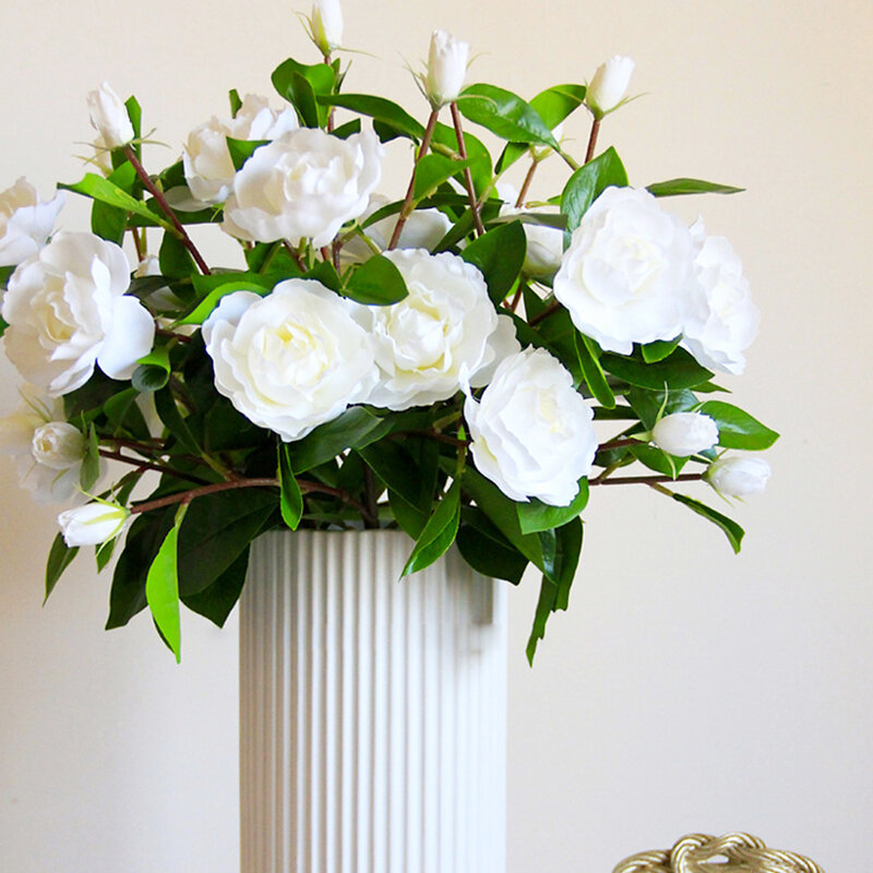 ประดิษฐ์เดี่ยว Gardenia Bouquet ดอกไม้ผ้าไหมปลอมดอกไม้ Gardenia ประดิษฐ์ชา Rose Bouquet งานแต่งงานตกแต่ง Photo Props