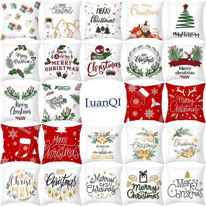 LuanQI рождественские светодиодные диванные подушки, чехол с растениями, подушка 45x45 см, Рождественский Декор для дома, Рождество, Рождество 2021