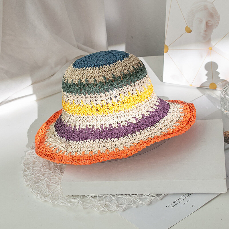 Sombrero De Verano Para Mujer Protección Solar Tejido Plegab 
