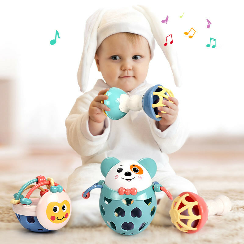 Giocattoli per sonagli per neonati 0-12 mesi Cartoon Animal Rattle Mobile Hand Bell giocattoli per dentizione Infant Toddler giocattoli educativi precoci