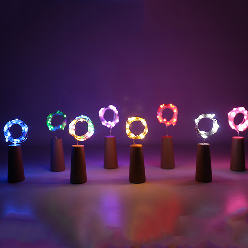 Cadena de luz LED para botella de vino, corcho alimentado por batería, bricolaje, fiesta de cumpleaños, tapón de botella de vino, lámparas, 1,5/2/3/5m
