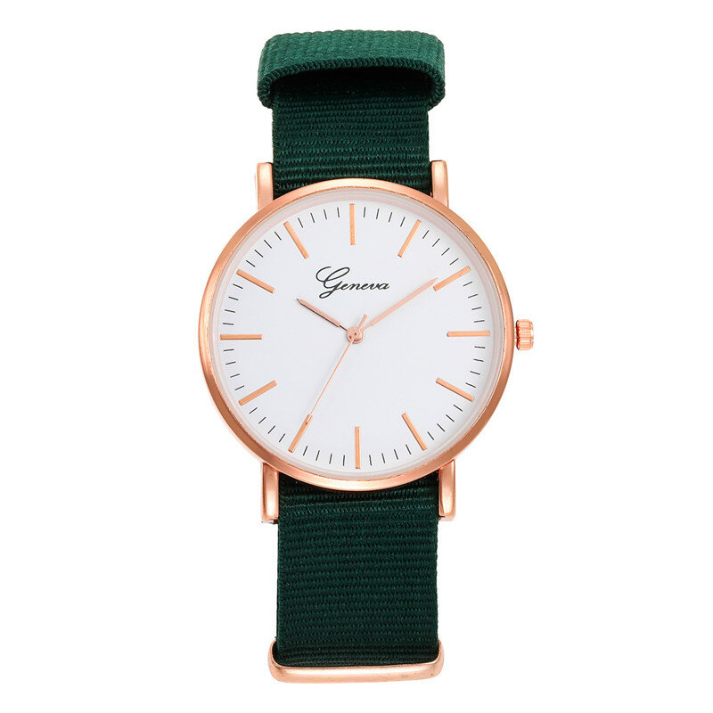 O novo genebra correia de lona simples relógio de quartzo para senhoras relógio de alça de náilon ultra-fino dial relógio feminino