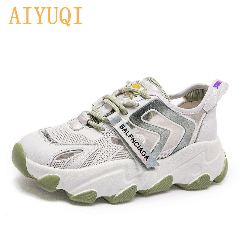 AIYUQI-신제품 통기성 메쉬 캐주얼 스니커즈 여성, 숙녀 할로우 여름 여자 신발, 학생 스니커즈, 2021