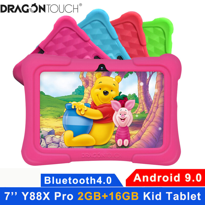 Smok dotykowy Y88X Pro dla dzieci Tablet 7 cal HD Android 9.0 2GB pamięci Ram 16G tabletki dla dzieci z torba na Tablet Bluetooth Tablet z Wifi PC