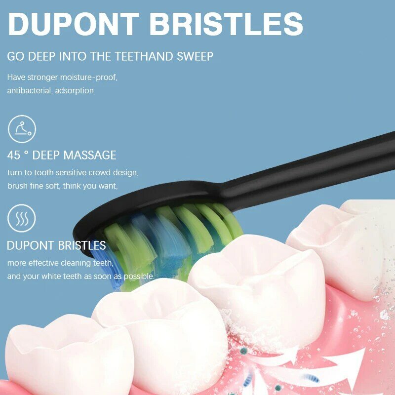 Boyakang-cepillo de dientes eléctrico sónico, 5 modos de limpieza, recordatorio inteligente, IPX7, cerdas Dupont impermeables, carga USB