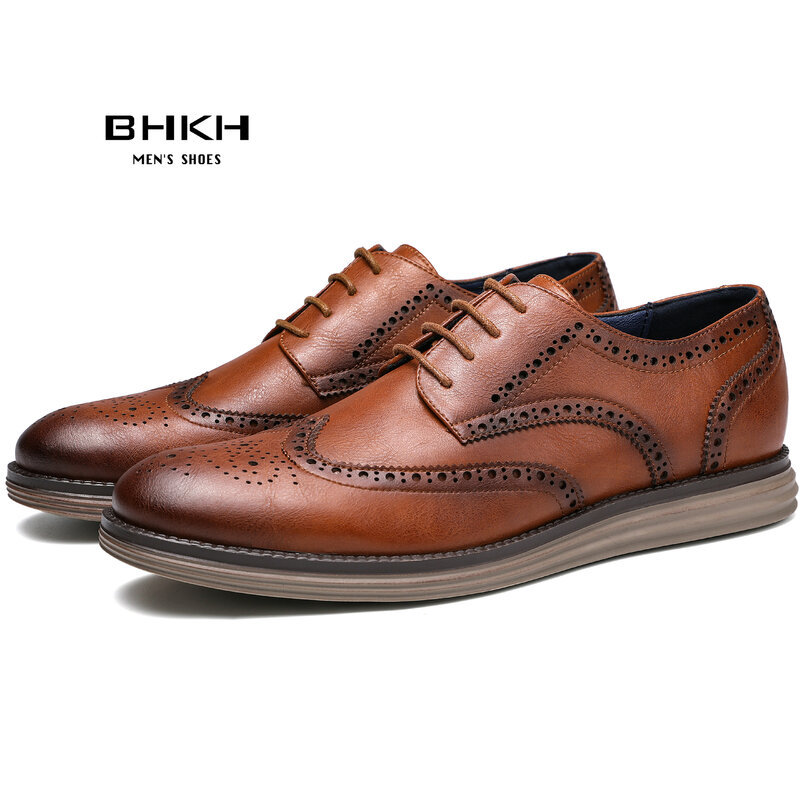 Bhkh-メンズ本革レースアップカジュアルシューズ,作業靴,オフィス,秋,2022