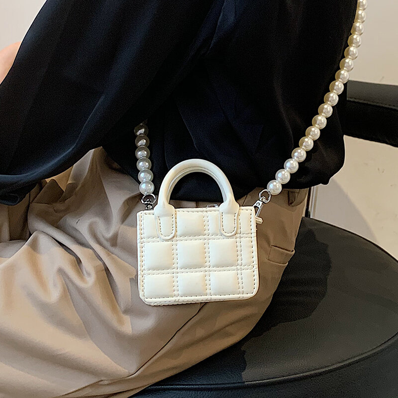 Small Design Bag Female Xia 2021 new fashion mini square bag pearl chain handbag shoulder strap lipstick bag