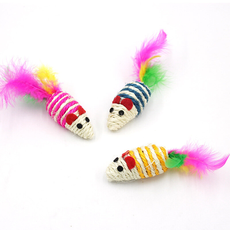 Mini jouets colorés pour chat, souris, plume, Animal amusant, accessoire pour chat