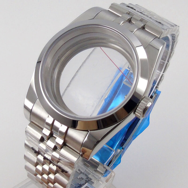 36mm relógio masculino caso peças de reposição vidro safira apto para nh35/nh36 movimento polido 904l ostra/jubileu pulseira data cyclops