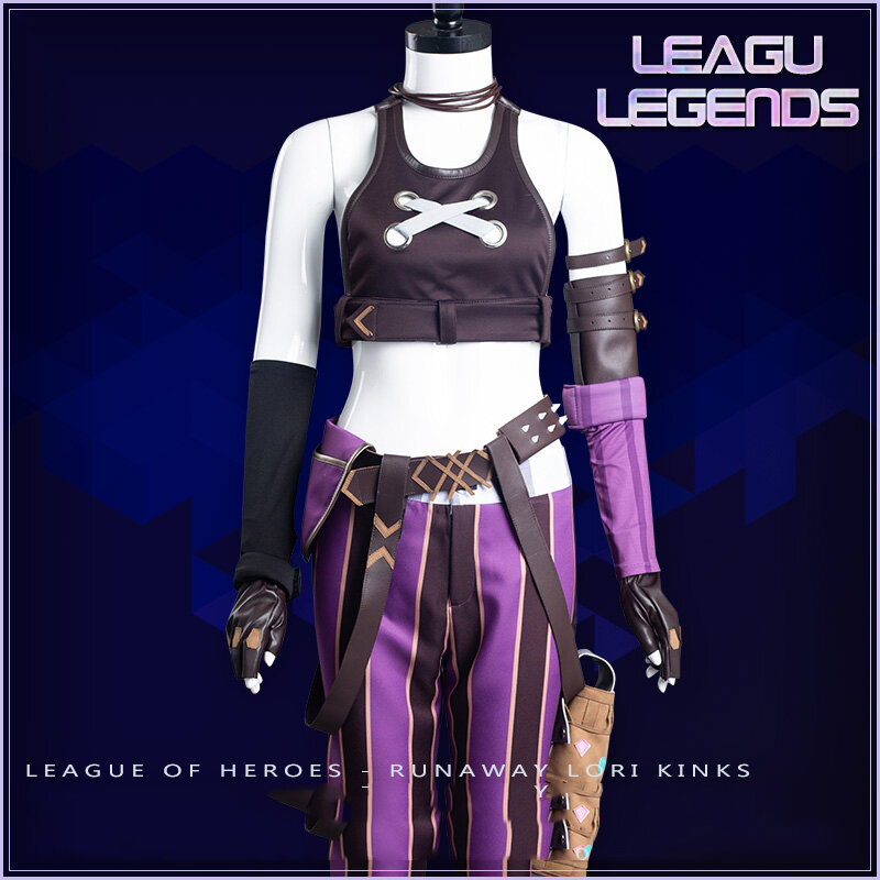 LoL Jinx fantasia de cosplay feminina, roupas uniformes, terno