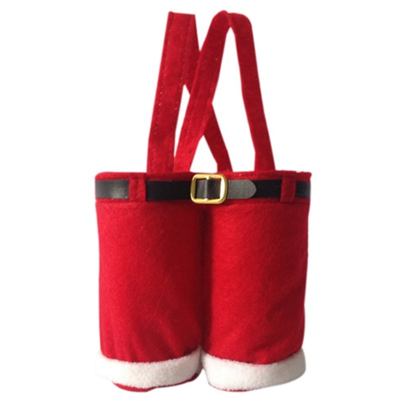 クリスマスのギフト袋キャンディバッグサンタクロースサスペンダーパンツズボン装飾クリスマスギフトバッグかわいい新年2022装飾出生