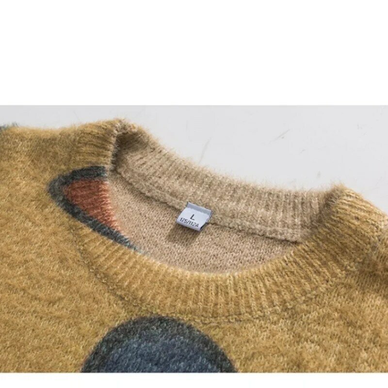 2021 New Fashion Cartoon Jacquard Vintage Men Stylish Knitted Sweater Hip Hop Round Neck Knitwear Casual Women Pullovers Sueter