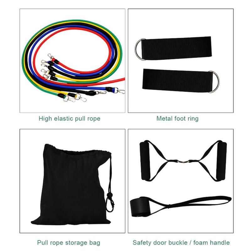 Bandas de resistencia de látex para entrenamiento en gimnasio, cuerda de tracción para ejercicio, expansor de goma, bandas elásticas, tubos de goma para Yoga, Pedal, 17 unids/set por juego