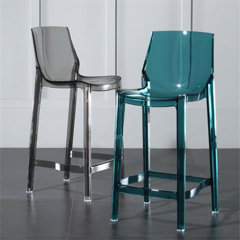 Bancos altos de plástico, cadeiras transparentes para bar, mobília estilo nórdico, moderno, acrílico