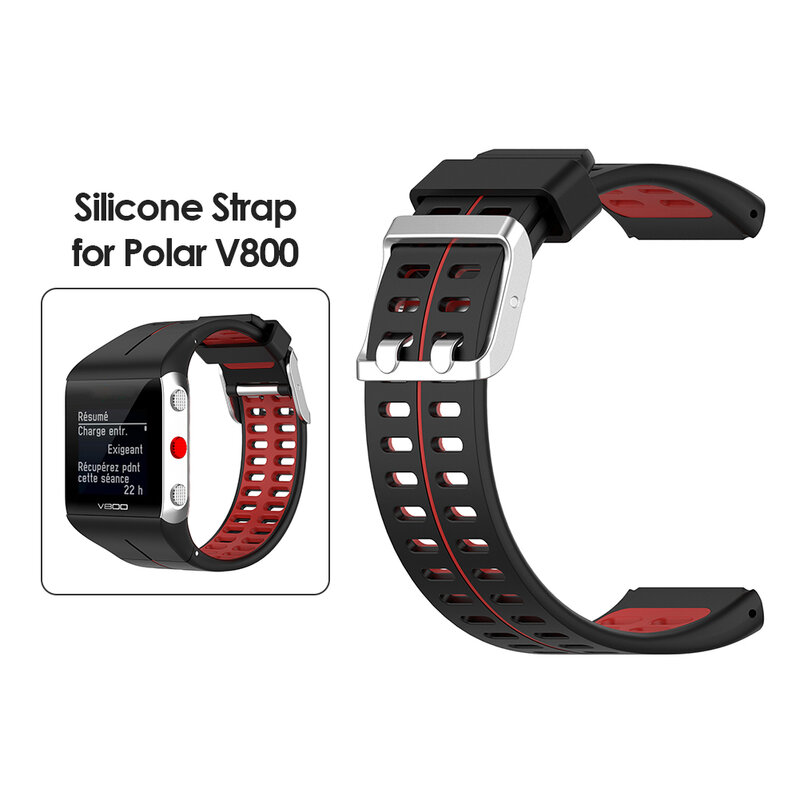 Substituição de silicone pulseiras relógio elegante elemento confortável para polar v800 dupla cor pulseira inteligente