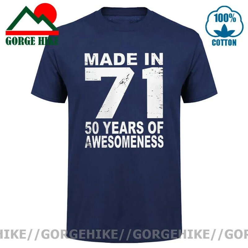 Kaus Buatan 71 Kaus Ulang Tahun 50 Tahun Kedahsyatan 1971 untuk Pria Kaus Katun Murni Antik Baju Cetakan Huruf