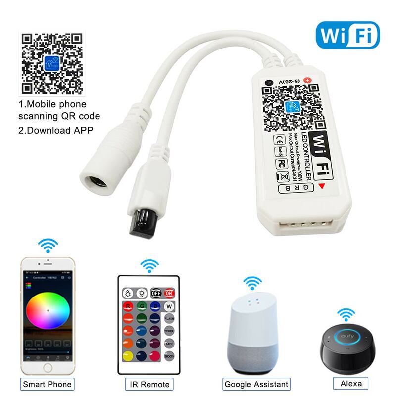 Wi-Fi付き赤外線LEDストリップライト,Bluetooth,12v,30m,25m,20m,15m,rgb,5050 smd,フレキシブル5m 10m,寝室用