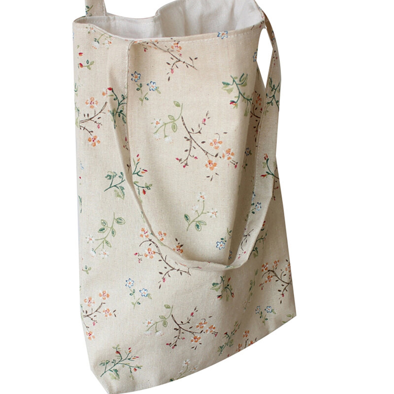 Women Vintage Cotton Linen Shoulder Bag Shopping Beach Travel Tote Handbag