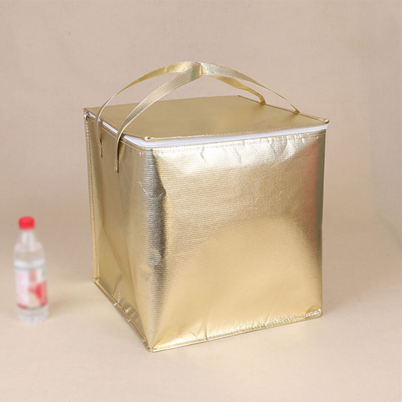 1PC 알루미늄 호일 쿨러 가방 솔리드 컬러 쿨러 스토리지 가방 테이크 아웃 가방 대용량 피크닉 식품 케이스 절연 가방 도매