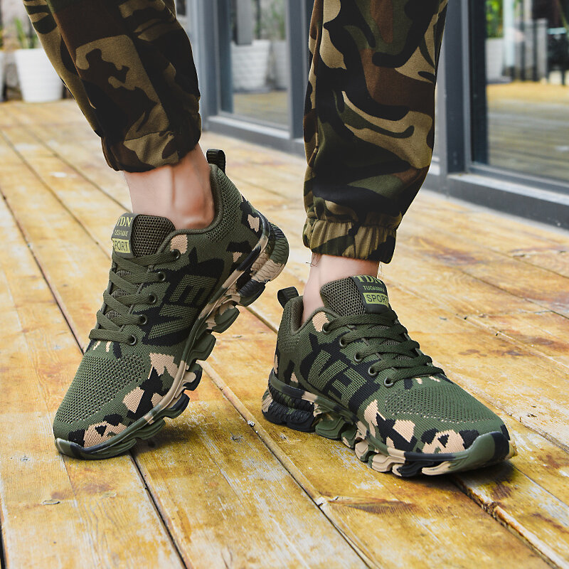 Femmes Hiver Toile Sport Chaussures De Course Camouflage Militaire Entraînement Chaussures