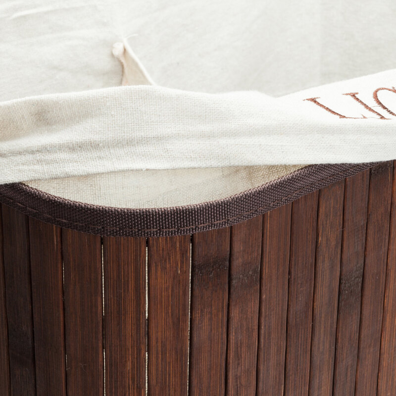 Cesta de dobramento de bambu com tampa cesta de dobramento de bambu dobrável de dupla estrutura corpo wth capa marrom escuro duplo cesto de dobramento com cesta de lavanderia
