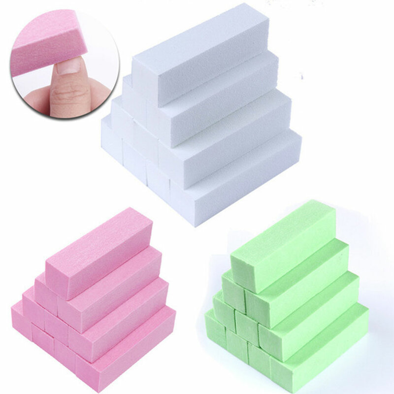 Juego de limas para manicura y pedicura, juego de 10 unidades, Color blanco, bloque de lijado, esponja