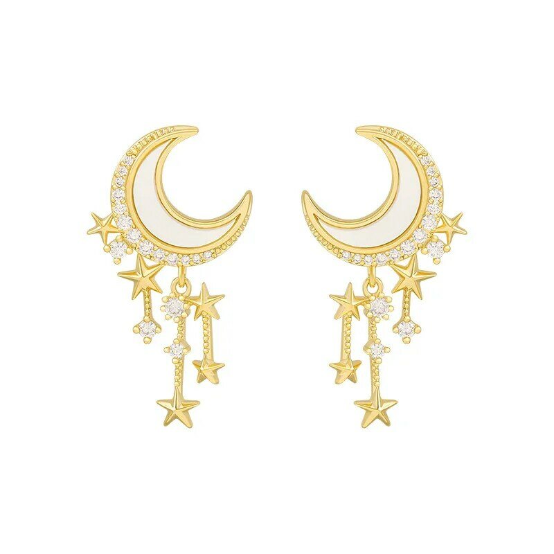 2020 New Arrival Trendy Acrylic Moon Dangle Earrings For Women Temperament Fashion Geometric Gold Color Metal Party Pendiente