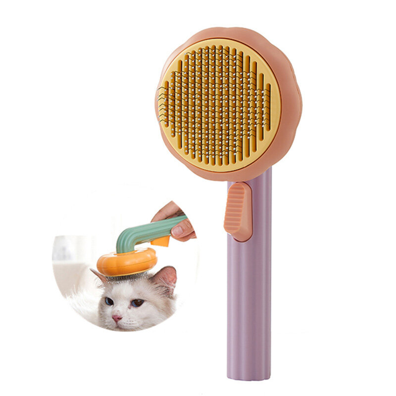 Brosse en forme de citrouille pour animaux de compagnie, peigne autonettoyant pour chiens et chats, élimine les sous-couches lâches et les poils emmêlés