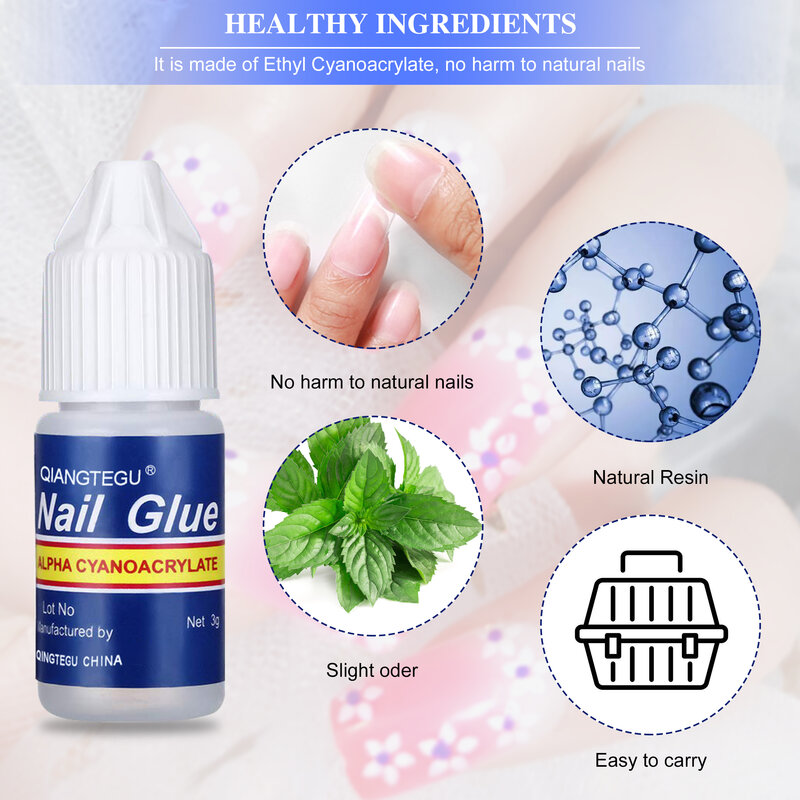 5Pcs Transparent Fast Drying  Nail Art Glue Rhinestones Decorations Nail Glue False Tip Nail Manicure Tool 3g