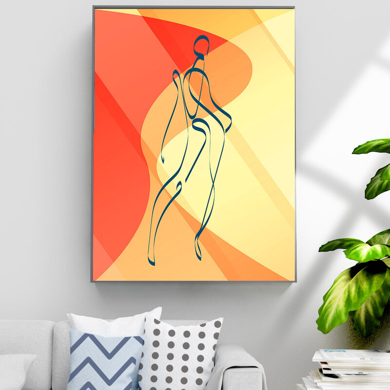 Figura nórdica de pintura al óleo, diosa minimalista, arte abstracto, lienzo, sala de estar, pasillo, oficina, decoración del hogar, mural