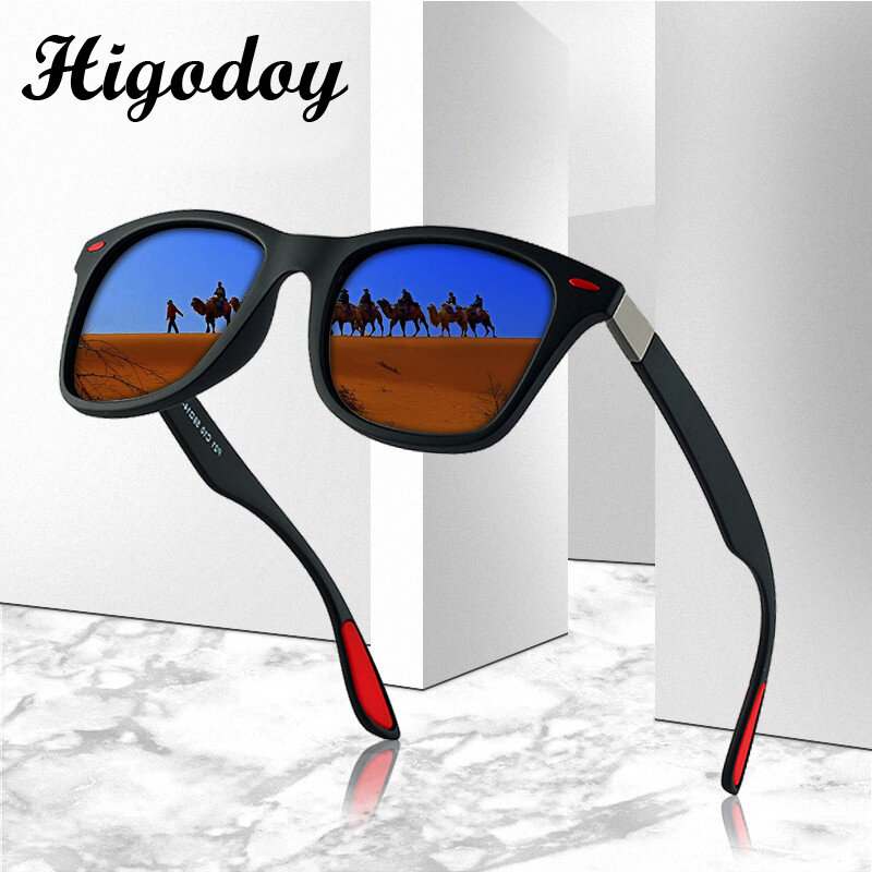 Higodoy Vintage Square Polarized แว่นตากันแดด Men Retro Classic แว่นตาสายตาสั้น Luxury Designer 2019
