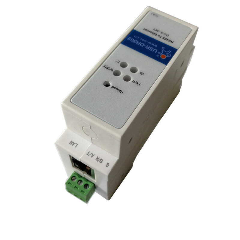 Convertidor de puerto serie a Ethernet Modbus RS485 de USR-DR302 DIN-Rail, transmisión transparente bidireccional entre RS485 y RJ45