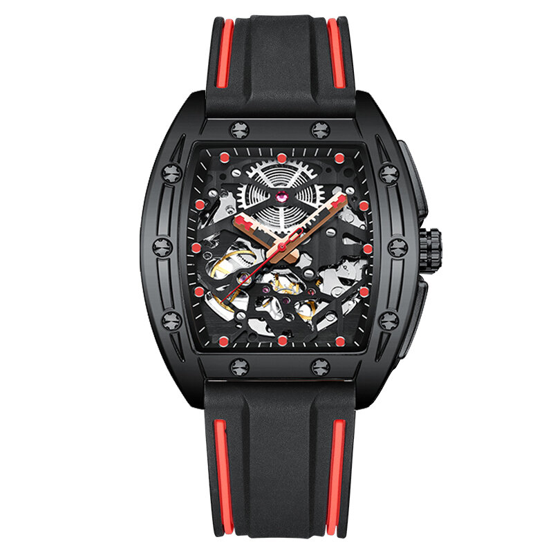 Zegarek AILANG męski automatyczny kwadratowy mechaniczny zegarek męski zegarek z dziurką modne biznesowe silikonowy pasek do zegarka 2020 nowy