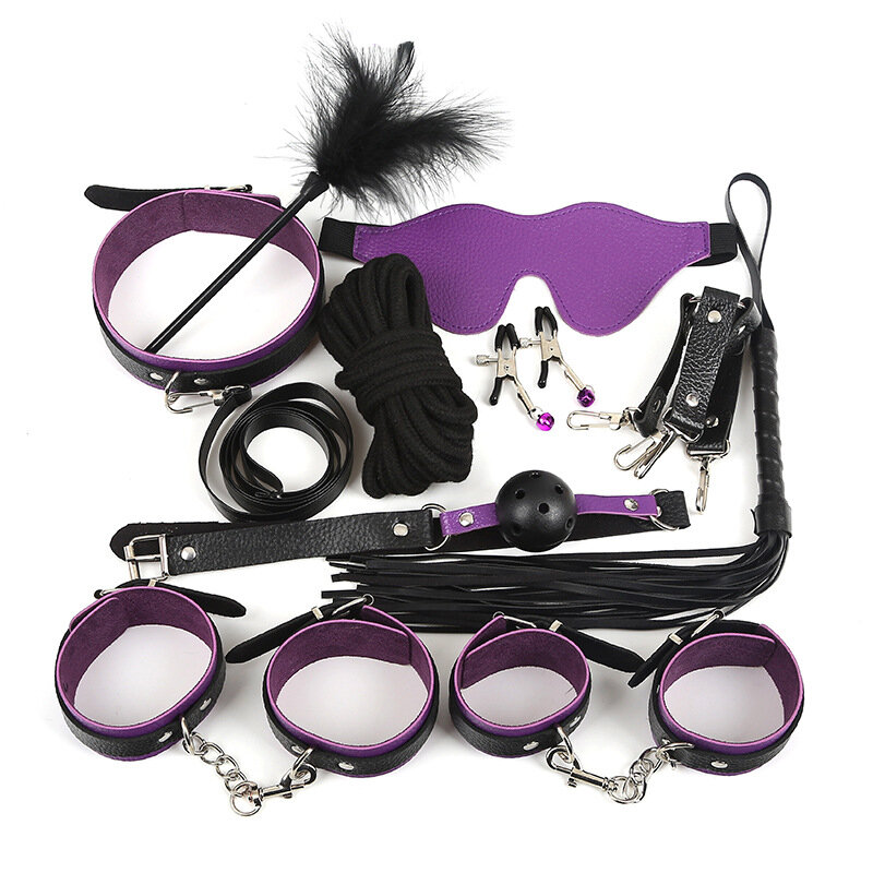 Erotische Sex Erwachsene Produkte Bett Bondage Sets Handschellen Leder Peitsche Seil Augenbinde BDSM Kits Fetisch Sex Spielzeug Für Erwachsene Frau paar
