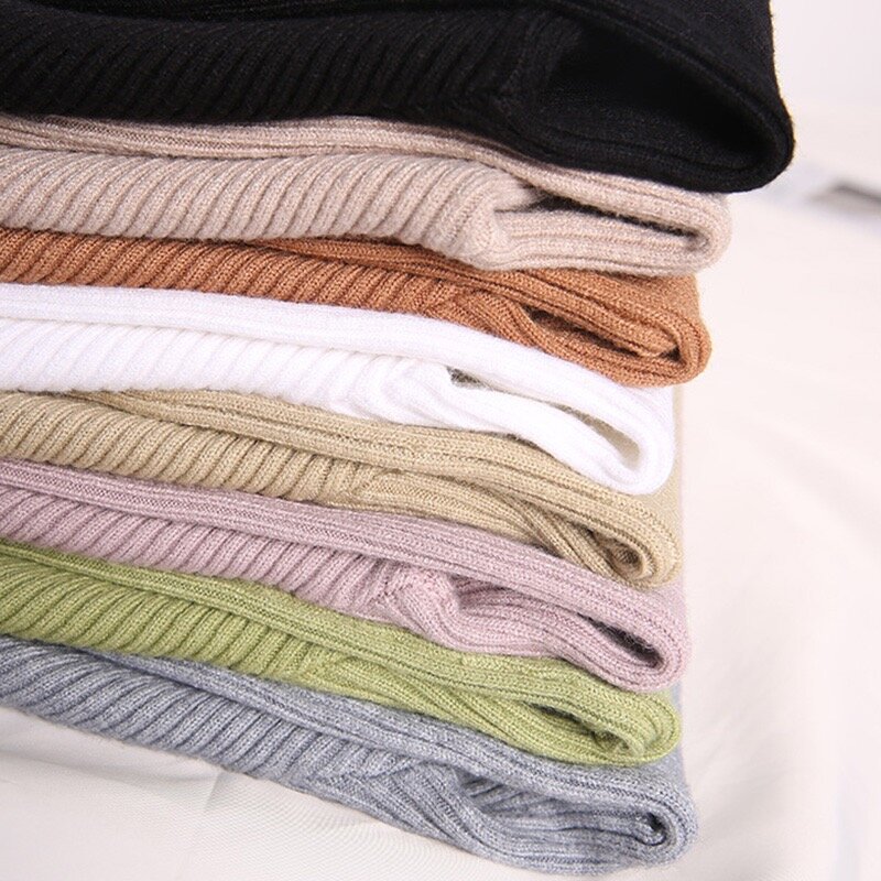 Pull en tricot épais à col haut pour femme, nouveau Style, Slim fit, intérieur côtelé, collection automne/hiver 2020