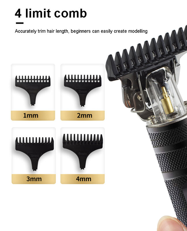 Cortadora de pelo inalámbrica para hombre, cortadora de pelo recargable por USB, cortadora de pelo para barbero en T