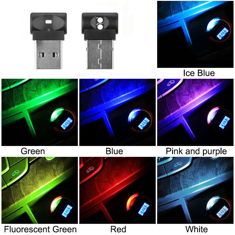 Mini luz LED USB para coche, Lámpara decorativa de ambiente Interior, iluminación de emergencia, PC, accesorio colorido para coche