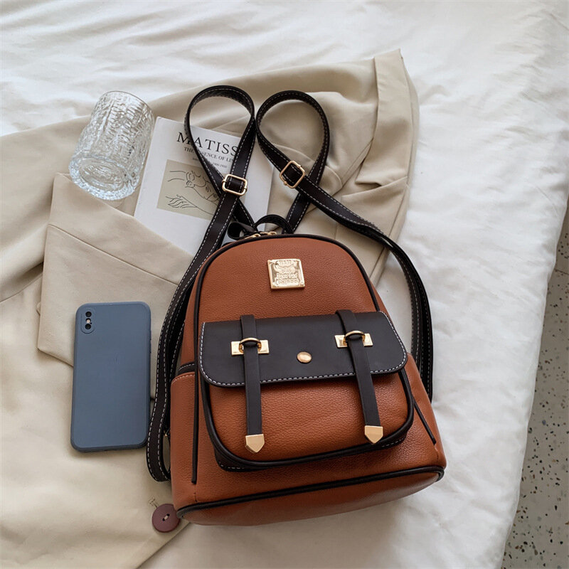 Modne torby podróżne dla kobiet 2021 nowy mały plecak szkolny Casual Luxury Student Satchel Vintage skórzany plecak damski