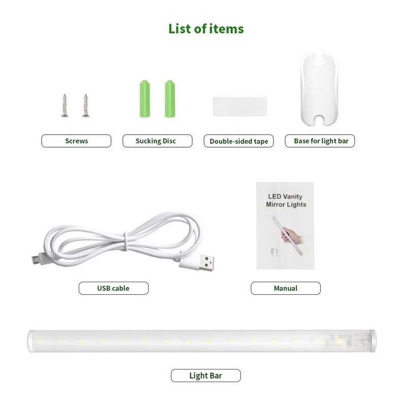 Lámpara de luz Led recargable con Interruptor táctil de 4 modos, barra de luces LED CC de 5V, tira de luz Led con carga USB, para acampar al aire libre