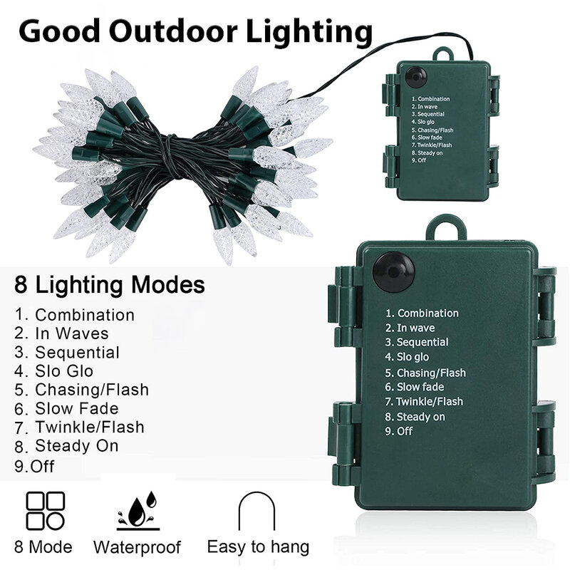 LED Light String Battery Box Powered Christmas Decoration Light String Suitable for Courtyard, Living Room, Christmas Tree, Etc.