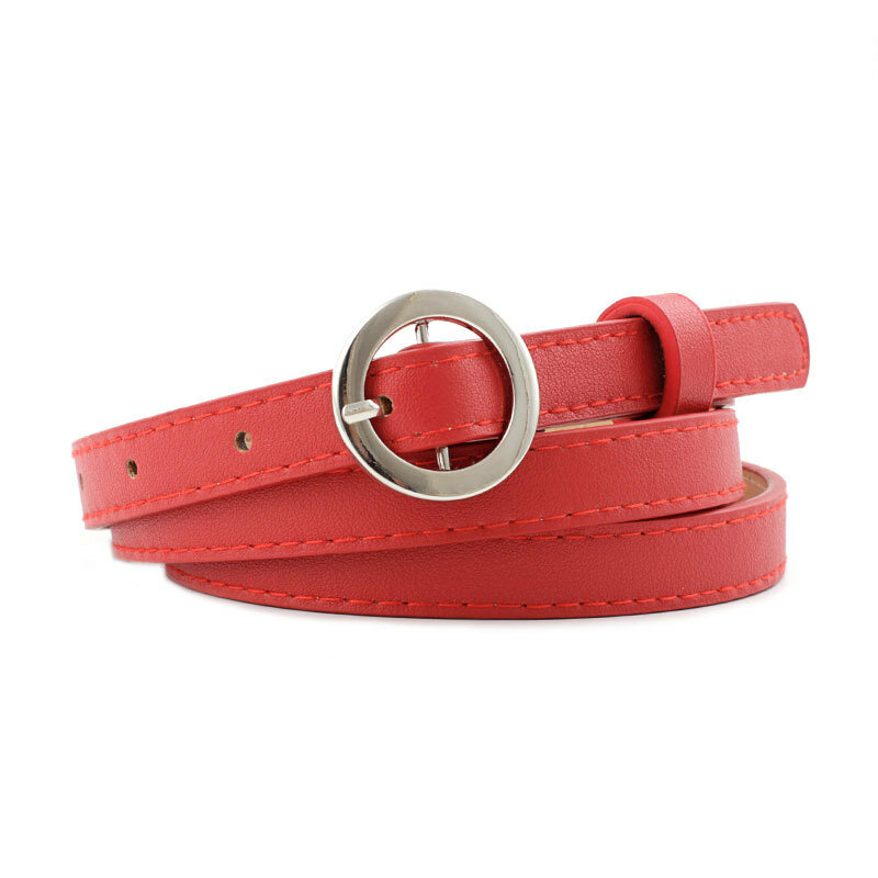 Cinturón de vestir profesional de cuero para mujer   cinturón de vestir de cuero con hebilla redond 