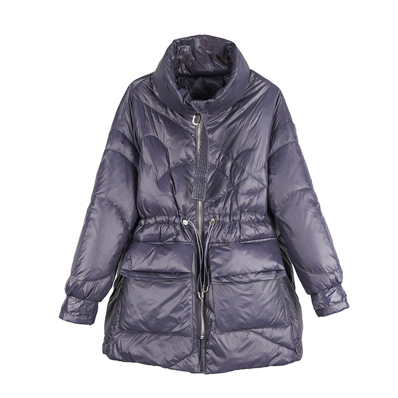 Chaquetas de plumón ligeras para mujer, chaquetas gruesas y cálidas de manga larga, con bolsillos dobles, ultraligeras, de invierno