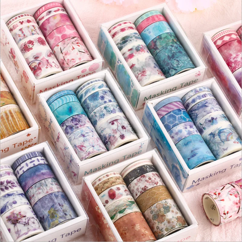 10 unids/caja flor decorativa cinta de dibujos animados lindo animales Kawaii cintas Washi cinta adhesiva para adhesivo Scrapbooking DIY álbum de fotos