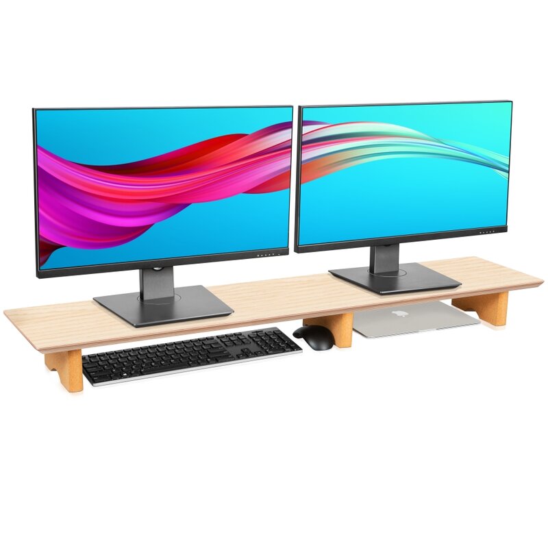 Monitor de mesa de madeira suporte suporte riser universal computador portátil suporte de madeira organizador para pc macbook para escritório em casa