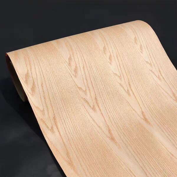 Placage en bois de chêne rouge coupé à couronne naturelle, papier artisanal, 2500x600x0.25mm