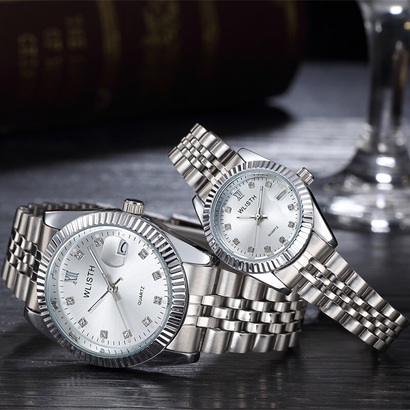 Marca de luxo casal relógios esposa relógio de quartzo à prova dwaterproof água relógio de negócios das mulheres dos homens amantes presente namorada reloj pareja