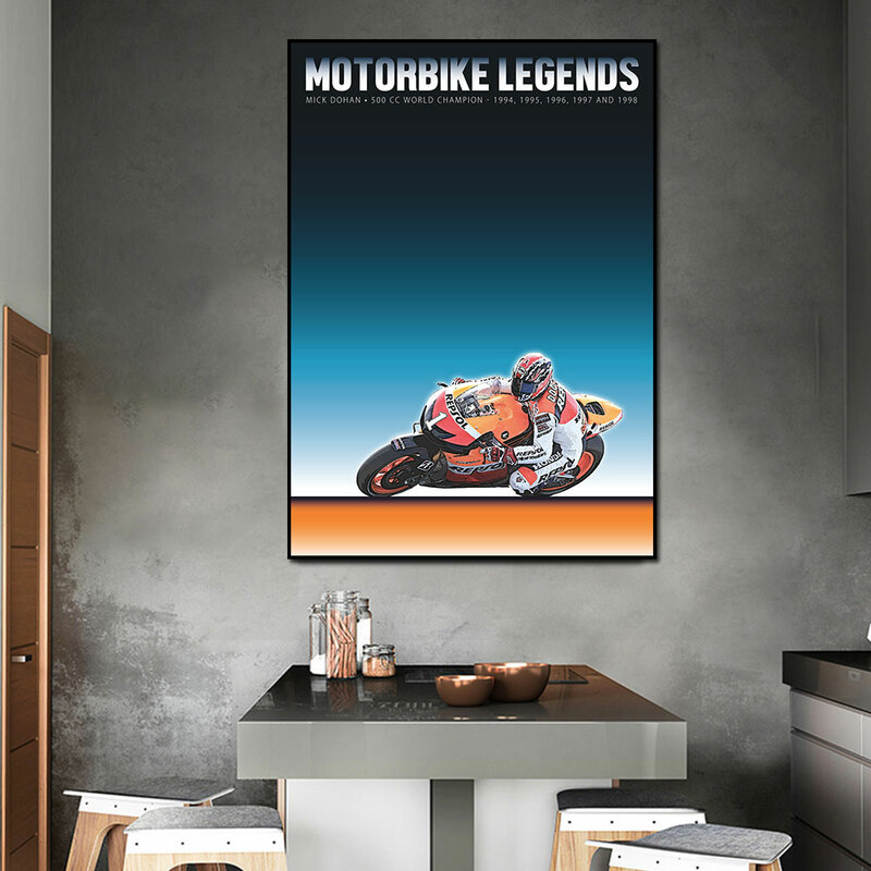 Moto lenda da motocicleta poster impressão na lona pintura decoração da parede imagem para sala de estar decoração casa sem moldura