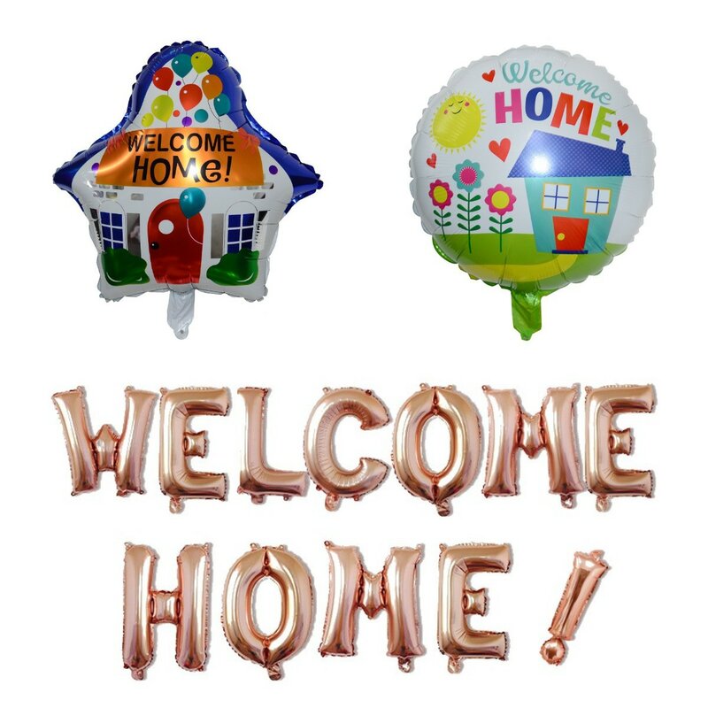 Juego de globos de película de aluminio con letras de bienvenida a casa, decoraciones de fiesta, banquete, Año Nuevo, juguetes para niños