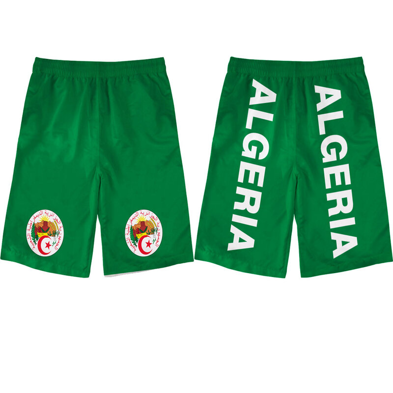 Algerien männliche jugend student freies custom name anzahl drucken bild flagge strand shorts Weiß schwarz rot grün gelb shorts