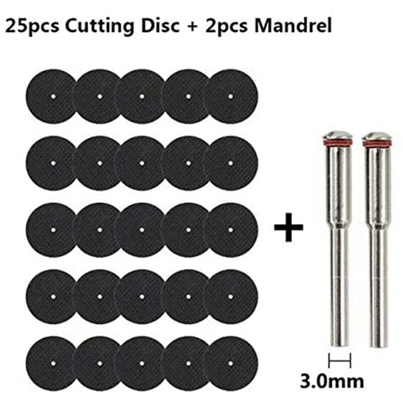 25Pcs 32mm Grinding Wheel with Mandrels for Rotary Tools Resin Cutting Disc Mini Circular Saw Blade Rotary Cut Off Wheel